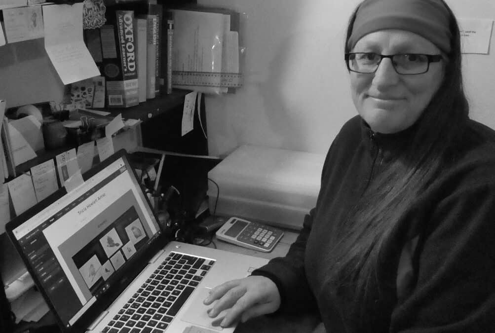 Tricia pushing the button to make her website "live"