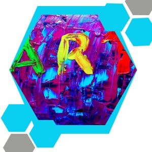 The word 'art' in colourful paint.
