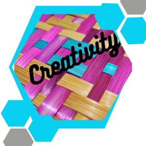 woven background with the work creativity on top.